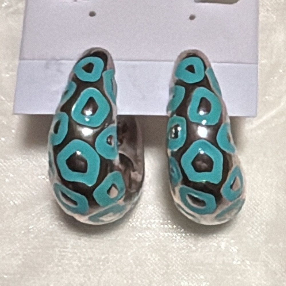 Simon Sebagg Sterling Silver and Enamel Clip on Earrings